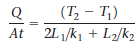 (T, – T;) Q At 2L 1/k, + L2/k2 