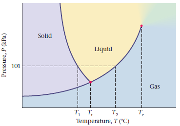 Solid Liquid 101 Gas т, т, Т, T. Temperature, T (C) Pressure, P (kPa) 