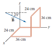 A rectangular loop of wire 24 cm by 72 cm