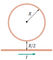 A single current- carrying circular loop of radius R is