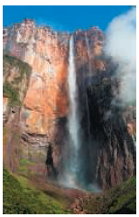 Water going over Angel Falls, in Venezuela, the world's highest