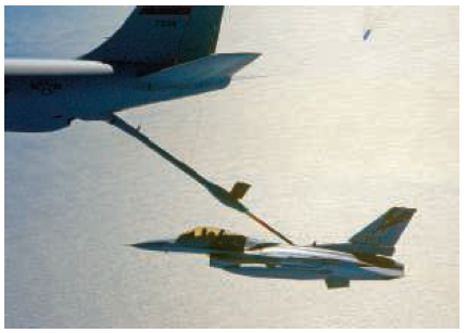 The accompanying photo shows a KC-10A Extender using a boom