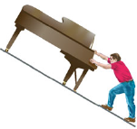 A 380-kg piano slides 2.9 m down a 25° incline