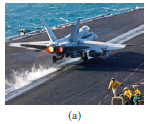 A 17,000-kg jet takes off from an aircraft carrier via