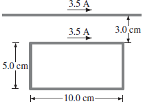 A rectangular loop of wire is placed next to a