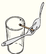 Fasten a fork, spoon, and wooden match together as shown