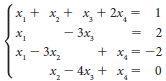 ,+ x, + x, + 2x, = 1 — Зx, х, — Зx, X - 4x, + x = х, + x, = -2 