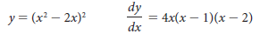 dy y = (x² – 2x)? 4x(x – 1)(x – 2) dx 