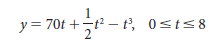t² – t’, y = 70t +t – t, 0sts8 