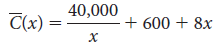 C(x) = 40,000 + 600 + 8x 