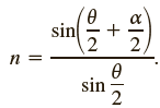 The index of refraction n of a transparent material is