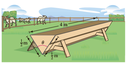 A trough for feeding cattle is 4 meters long and