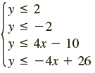 (Уs 2 У< -2 y < 4x – 10 (y < -4x + 26 