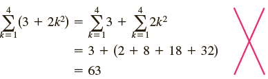 4 (3 + 2k?) = 3 + 2k? k=1 k=1 = 3 + (2 + 8 + 18 + 32) = 63 
