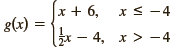 x + 6, g(x) : * – 4, x > -4 