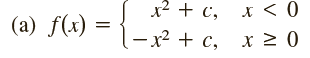 x2 + c, x < 0 -x2 + c, x > 0 (a) f(x) = 