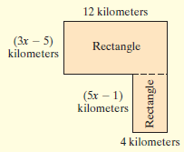 12 kilometers (Зк — 5) kilometers Rectangle (5х — 1) kilometers 4 kilometers Rectangle i 
