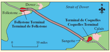 Dover Strait of Dover Folkstone Terminal de Coquelles Folkstone Terminal Coquelles Terminal Calais Terminal de Folkstone