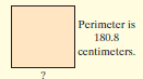 Perimeter is 180.8 centimeters. 