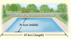 30 feet (width) 45 feet (length) 