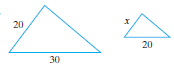 Given that the pairs of triangles are similar, find the