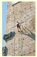 A popular extreme sport is artificial wall climbing. The photo