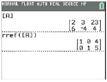 NORMAL FLOAT AUTO REAL DEGREE MP CA) [2 3 23] l6 6 -4 4 rref (CA)) 1 0 41 l0 1 5 ........... ..... 