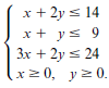 х+2у s 14 х+ уs 9 Зx + 2y — 24 .х >0, у>0. 