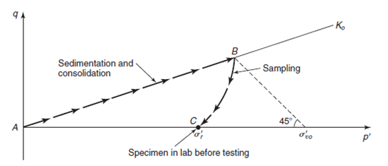 K. Sedimentation and consolidation - Sampling 45 Specimen in lab before testing 