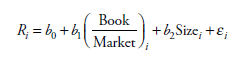 Book R; = b, + b, + b,Sizc, +E; Market 