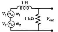 A single transmission line carries two voltage signals given by