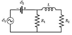 An ac source (1 = (20 V) cos (2Ï€ft) in