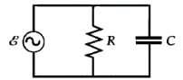 A resistor and a capacitor are connected in parallel across