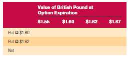 Two British pound (£) put options are available with exercise