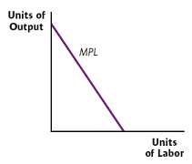 The following curve shows the marginal product of labor for