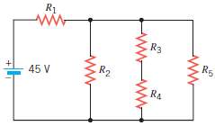 The circuit in the drawing contains five identical resistors. Th