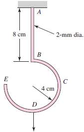 A hook is formed from a 2-mm-diameter steel wire and