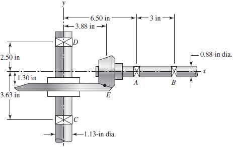 In the figure, shaft AB transmits power to shaft CD
