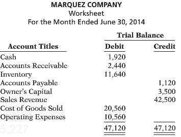 The trial balance columns of the worksheet using a perpetual