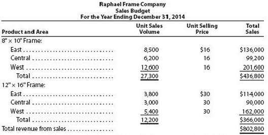 For the current year, Raphael Frame Company prepared the sales