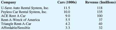 Companies in the U.S. car rental market vary greatly in