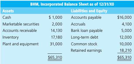 BHM, Inc. has the following balance sheet:
Sales are currently $80,000