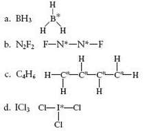 Complete the Lewis structures of the following molecules. Predict the