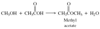 Consider the reaction to produce the ester methyl acetate:
When this