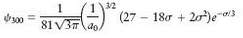 For hydrogen atoms, the wave function for the state n