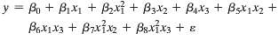 Consider the model
Where x1 is a quantitative variable and
The resulting
