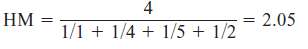 The harmonic mean (HM) is defined as the number of