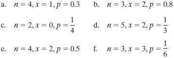 If x is a binomial random variable, calculate the probability