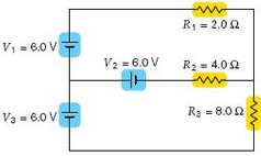 Find the 
(a) Current in, 
(b) Voltage across, and 
(c)