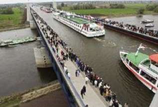 The Magdeburg water bridge is a channel bridge over the